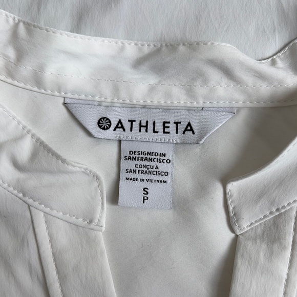 Athleta Crisp White Short Sleeve Blouse - Picture 3 of 3
